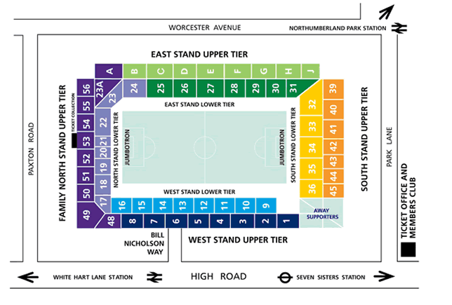 white hart lane stadium seating plan